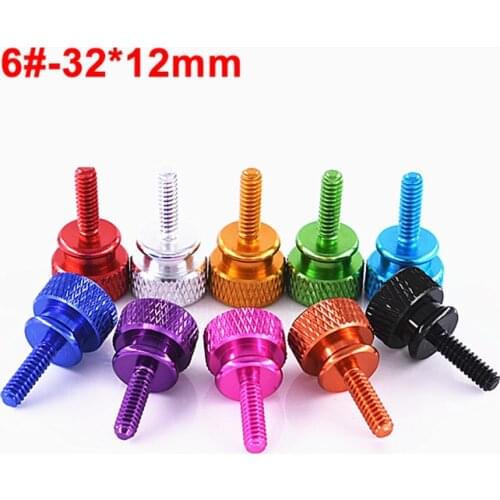5PCS 6#-32*12mm UNC Coarse Thread Knurled Thumb Screws Computer Case DIY Hand Step Screw Aluminum Alloy Multiple Color