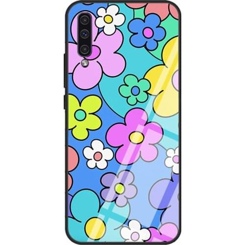 Indie Aesthetic Flower Power Daisy Y2K Case For Samsung A72 A71 A51 A31 A40 A50 A70 A20e A21S A12 A32 A52 Tempered Glass Cover