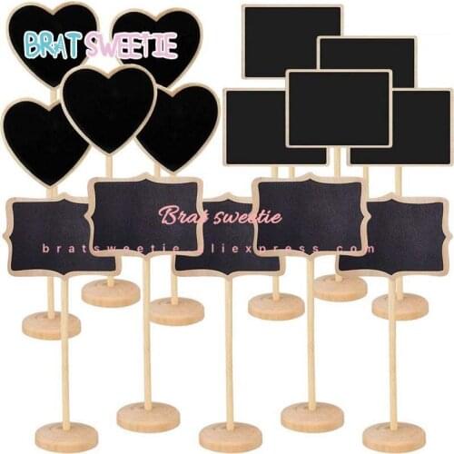 15pcs/lot Wood Mini Chalkboard with Stand for Message Board Signs Birthday Party Table Wedding Decorations Numbers Food Sign