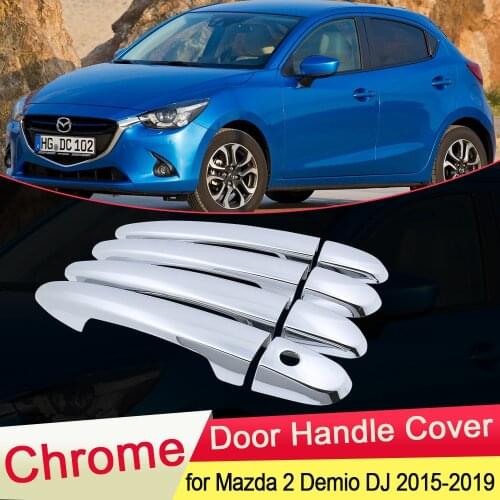 For Mazda 2 Demio 2015 2016 2017 2018 2019 DJ Luxuriou Chrome Door Handle Cover Trim Catch Cap Bowl Car Stickers Accessories ABS