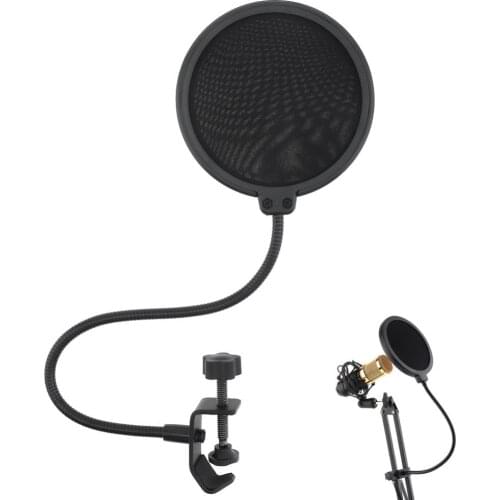 100mm Diameter Double Layer Studio Microphone Pop Filter Flexible Wind Screen Mask Mic Shield for Speaking Recording Accessories