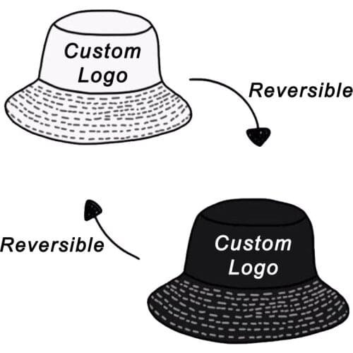 Customize Logo Hat Custom Color Fisherman Fishing Two-Sided Cap Two Sides Double-Sided Use Reversible Wear Custom Bucket Hat