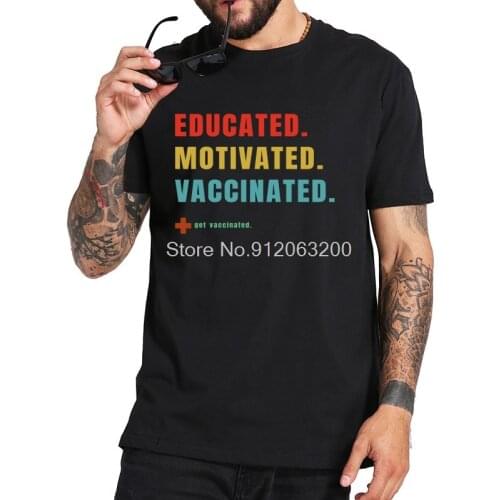 Vaccinated Vaccine Pro Vaccination Immunization T Shirt Natural Cotton Tshirt Soft High Quality Short Sleeve Streetwear