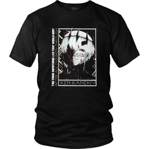 Tokyo Ghoul T Shirt Men Cotton Printed T-shirts Streetwear Tshirt Short Sleeve One Eyed Anime Manga Ken Kaneki Tees Tops