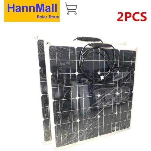 HannMall 100W(2pcsX50W) Flexible Foldble Mono Solar Panel For Travel & Boat & RV High Quality Portable Solar Panel China