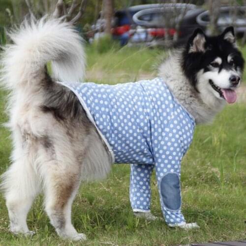 Cotton Winter Clothes for Big Dogs Dots Warm Coat Long Sleeve Husky Alaska Overalls Outdoor Walking Outfit 8XL 9XL 10XL Size