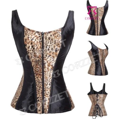 Latex Lace Satin Leopard Print Sexy Corset Zipper Bustiers&Corsets Waist Trainer Corselets espartilho corpete corset espartilho