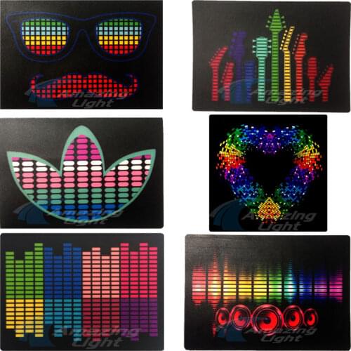 Hot selling flashing panel T-shirt light up led el panel t shirt music sound activated flashing el panel t-shirt