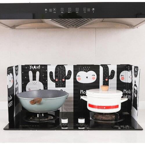 Oil-proof Baffle Kitchen Cooking Anti-splash Heat-resistant Panel Cartoon Print Gas Stove Oil Barrier Stir Fry Oil-proof Baffle