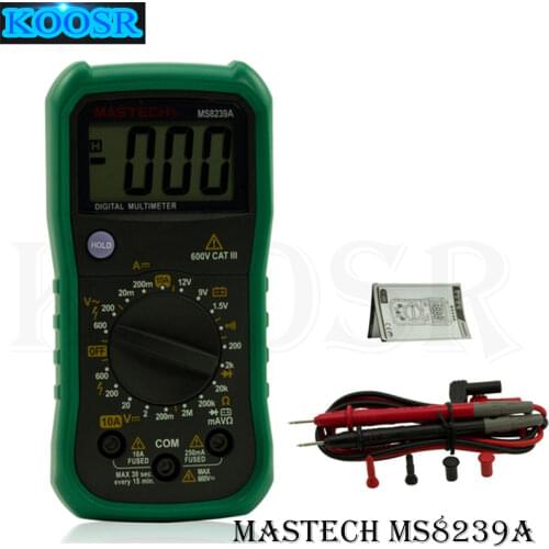 MASTECH MS8239A Mini Digital Multimeter AC/DC Voltmeter DC Ammeter Ohmmeter w/ Battery Tester