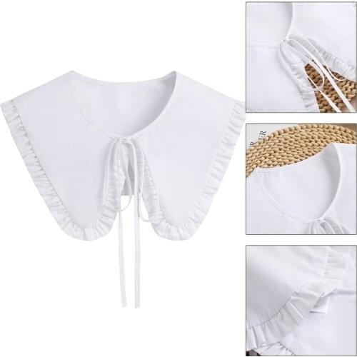 M2EA Fashion White Triangular False Collar Pleated Brim Women Faux Collar Shirt Dress Decoration Tie Clothing Accessories