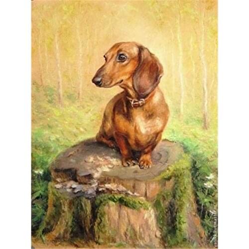 Animal Dog Dachshund DIY 11CT Cross Stitch Embroidery Kits Craft Needlework Set Cotton Thread Printed Canvas Home Design