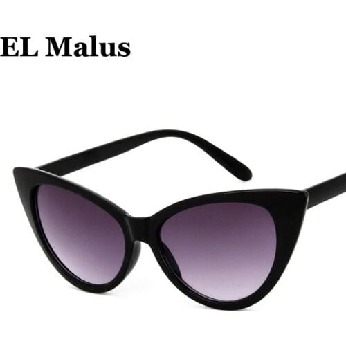 [EL Malus]Cat Eye vintage Brand Designer Sunglasses Women Sun Glasses Female Matte Black Eyewear Outdoor Driving Oculos SG017