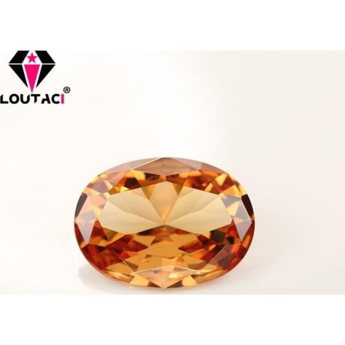 LOUTACI Good Price Color CZ Oval Champagne Women Ring Necklace Big size 8x12--13x18mm