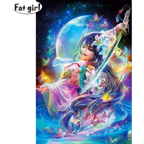 Full Square Round Diamond Painting Fantasy Cartoon anime girl 5D DIY Diamond Embroidery flower Rhinestones Mosaic Childs gift