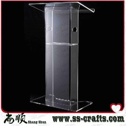 Clear 12mm Thickness Low Floor Acrylic Church Podium Stand,Cheap Pulpit,Acrylic Lectern plexiglass