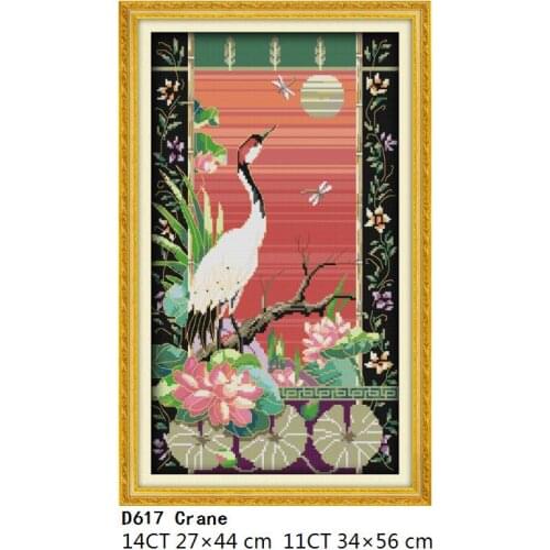 Joy Sunday Crane Embroidery Cross Stitch Kits Counted 11CT 14CT Print Stamped Needlework Traditional Craft Thread Decoration Set