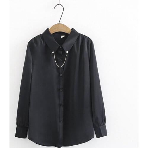 Plus Size XL-4XL Womens Long Sleeved OL Blouse Solid Simple Elegant Tops Vintage A-line Blusas