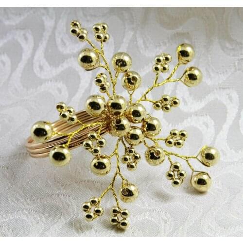 Christmas gold napkin rings, beades napkin ring, wedding decoration napkin holder