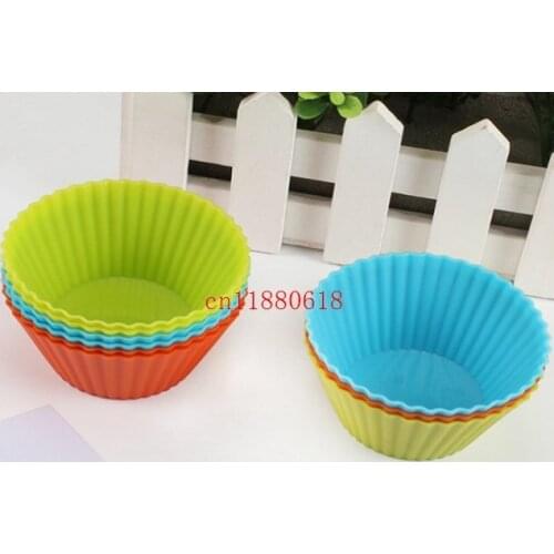 500pcs/lot Free Shipping Round shape Silicone Muffin Cases Cake Cupcake Liner Baking Mold Bakeware Maker Mold Tray Baking