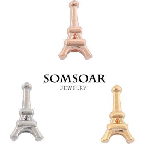 Somsoar Jewelry Charms EIFFEL TOWER KEYS Fit For Leather Wrappable Bracelet Necklace 10pcs/lot