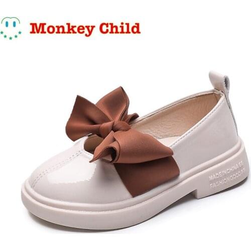 Kids Patent Leather Platform Shoes Spring beautiful Girls Princess Shoes Big Bow Baby Children Flats Patent Mary Janes Single Sh
