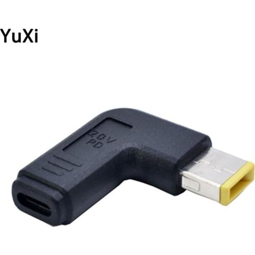 USB 3.1 Type C Female to DC Square Male PD Emulator Trigger Angled Power Charging Adapter Converter For Lenovo Thinkpad Laptop