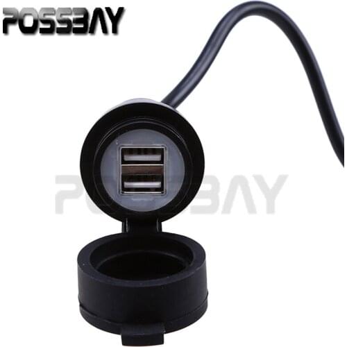 Motorcycle Cars USB Charger Cigarette Lighter USB Power Sockets Charger Dual USB Charger Power Adapter Outlet Waterproof Bike