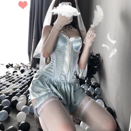 Women Sexy Lingeries Set Maid Waitress Servant Cosplay Nightgowns Bride Princess Bustier Corset Erotic Suit Christmas Gift