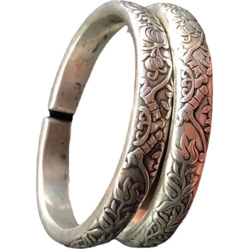 1pc Chinese Antiques miscellaneous silver Miao silver bracelet Carved Silver Bracelet
