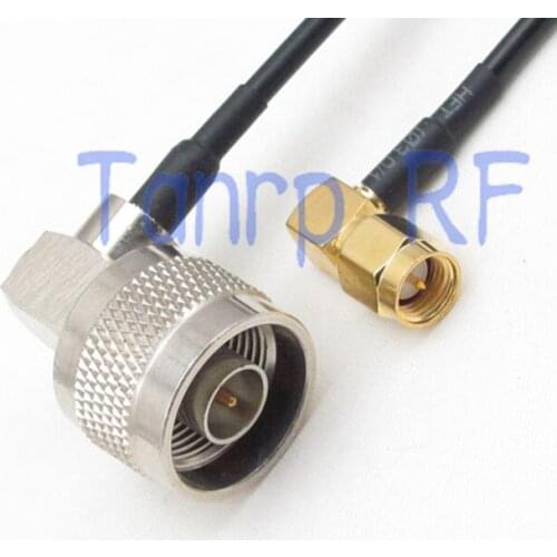 10pcs 8in SMA male to N male plug both 2 right angle RF adapter connector 20CM Pigtail coaxial jumper cable RG174 extension cord