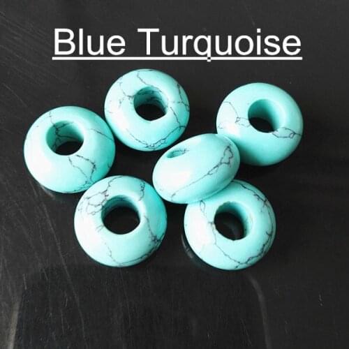 12pcs/lot blue turquoisee european beads accessories jewelry beads for bracelet making size 8x14mm hole size 5mm