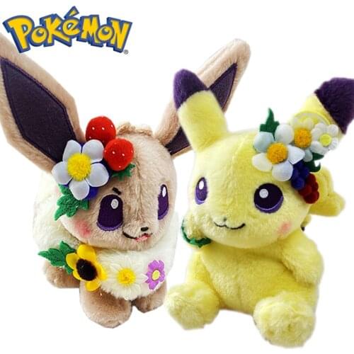 18CM Pokemon Kawaii Plush Dolls Toy Anime Cartoon Movie Cute Pikachu Eevee Short Stuffed Model Dolls Toys Girl Kid Birthday Gift
