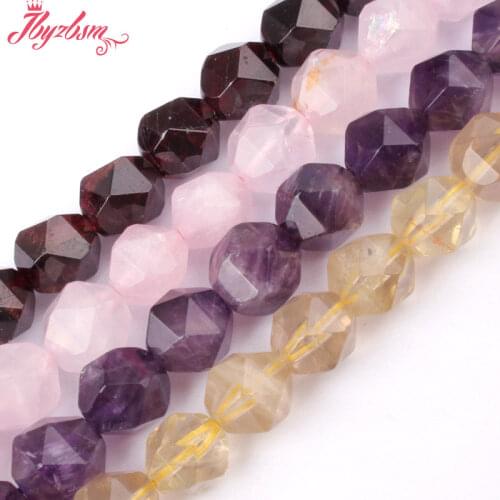 8mm Faceted Cube Quartz Garnet Beads Natural Stone Beads For DIY Necklace Bracelets Earring Jewelry Making 15" Free Shipping