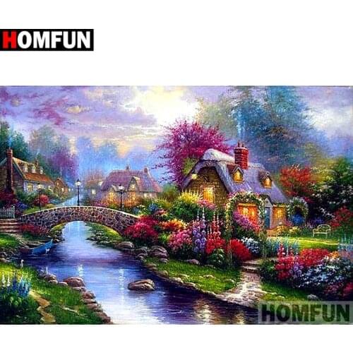 HOMFUN Full Square/Round Drill 5D DIY Diamond Painting "Flower landscape" Embroidery Cross Stitch 3D Home Decor Gift A16940