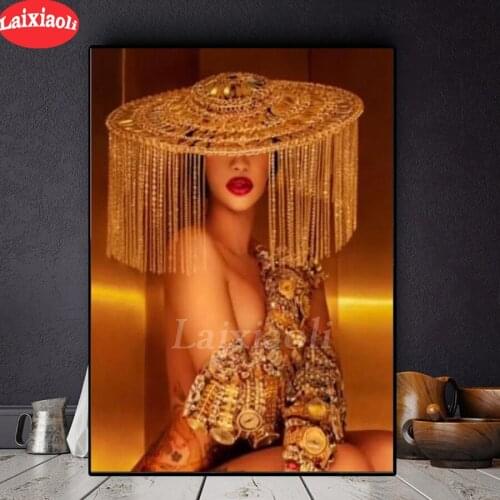 Laixiaoli Home art Diamond Painting gold women image 5d DIY Diamond Embroidery full Square Round Diamond Mosaic rhinestone decor