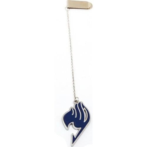 Anime Fairy Tail Bookmarks Pendant Metal Badge Long Chain Bookmark Men Charm Gifts Book Mark Jewelry