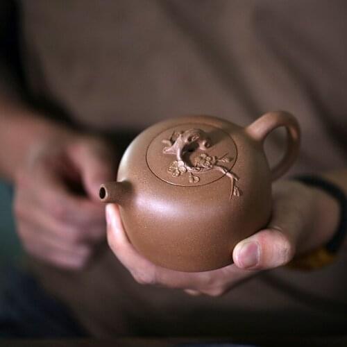 Yishuitang Yixing purple clay teapot pure manual duanni Aomei teapot manual Decal Kungfu Teapot Tea Set