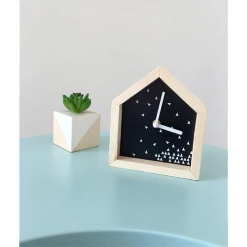 INS Nordic style wooden shelves Children Room wood house silent clock wall decoration Wall craft Home ornament