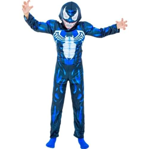 Child Venom Spiderman Cosplay Jumpsuit Kids Superhero Halloween Costume Promotion