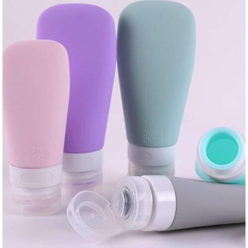 4Pcs 38/60/90ml Travel Portable Silicone Empty Bottles Leak Proof Squeezable Refillable Tubes Shampoo Lotion Containers