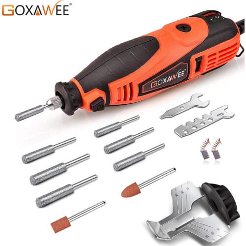 GOXAWEE Chainsaw Chain Sharpening Machine Electric Sharpers for Chain Saws Sharpen Tools Set with 6pcs Diamond Sharpening Wheels