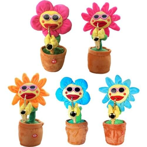 Electric Toys Singing and Dancing Flowers Saxophone Sunflower Net Celebrity Funny Childrens Toy Girl Fully Filling PP Cotton