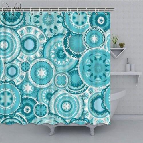 Tribal Hippie Ethnic Floral Leaves Bathroom Curtain Mandala Rounds Waterproof Shower Curtain Polyester Fabric Bathing Cover Sets