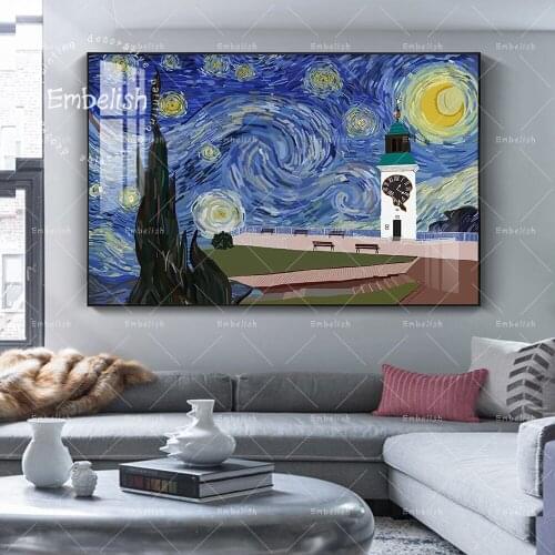Embelish Starry Sky Famous Artworks By Van Goghs Home Decor Wall Art Pictures For Living Room Posters HD Print Canvas Paintings