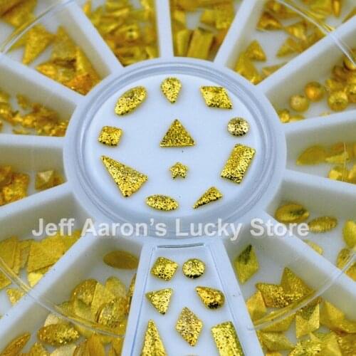 Beauty mixed designs frosted gold metal 3d nail art decoration studs steering wheel nails accessoires supplies tools new arrival