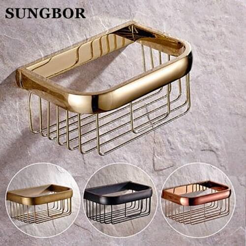 Whole brass bathroom golden paper holder paper basket shelf tissue paper holder rack antique hand paper holder bathroom shelf