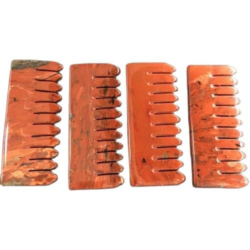 Natural Rose Quartz Crystal Comb Wide Tooth Hair Health Massage Combs Healing Gemstone Gifts Collection