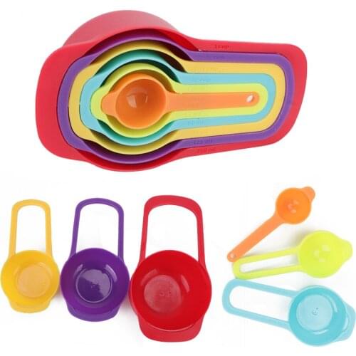 Kitchen Measuring Spoons Colorful Plastic Measure Spoon Measuring Cup 6pcs/Set Kitchen Baking Tools Useful Sugar Cake Baking Cup