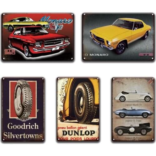 Shelby Mustang Corvette Pin-Up Good Year Metal Poster Tin Sign Vintage Garage Man Cave Store Home Improvement Wall Decor